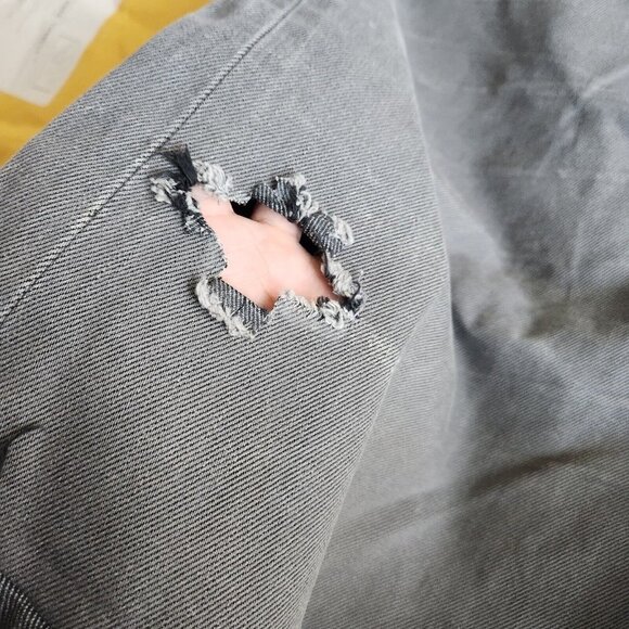 Levis 501 Shorts Mens 42 Cut Off Jean Denim Cotton Button‎ Fly Gray Distressed - Picture 11 of 16